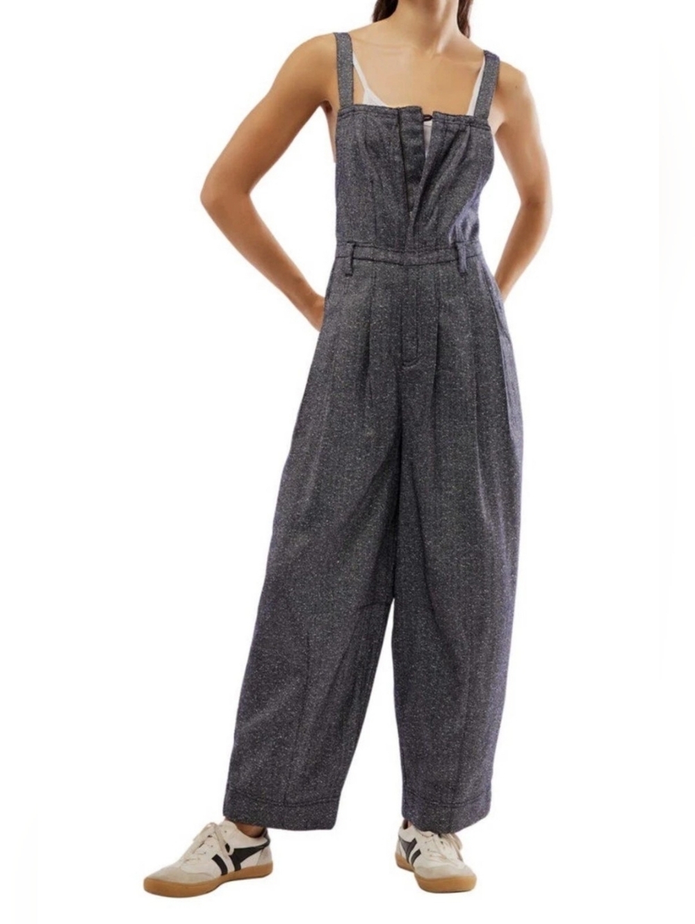 Free People Leonie Tweed Herringbone Overalls Jumpsuit Menswear One Piece XS